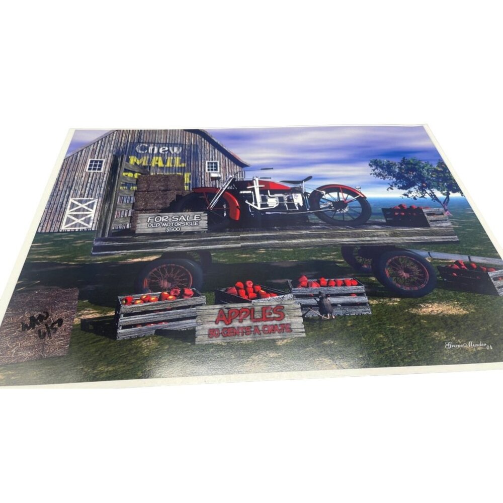 LE GM Harley Davidson motorcycle print artwork signed Wright 6/50 16x12" READ